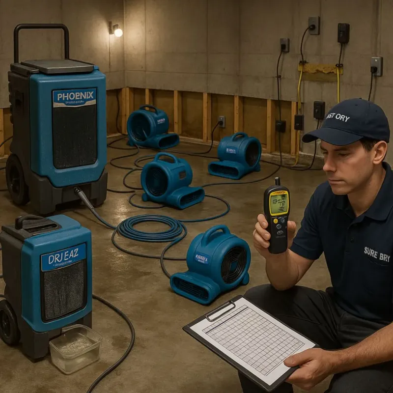 Structural Drying and Dehumidification process in Glenwood, IA